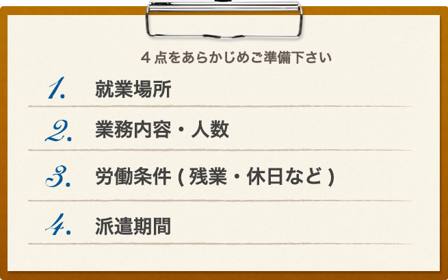 こちらの4点をあらかじめご準備下さい